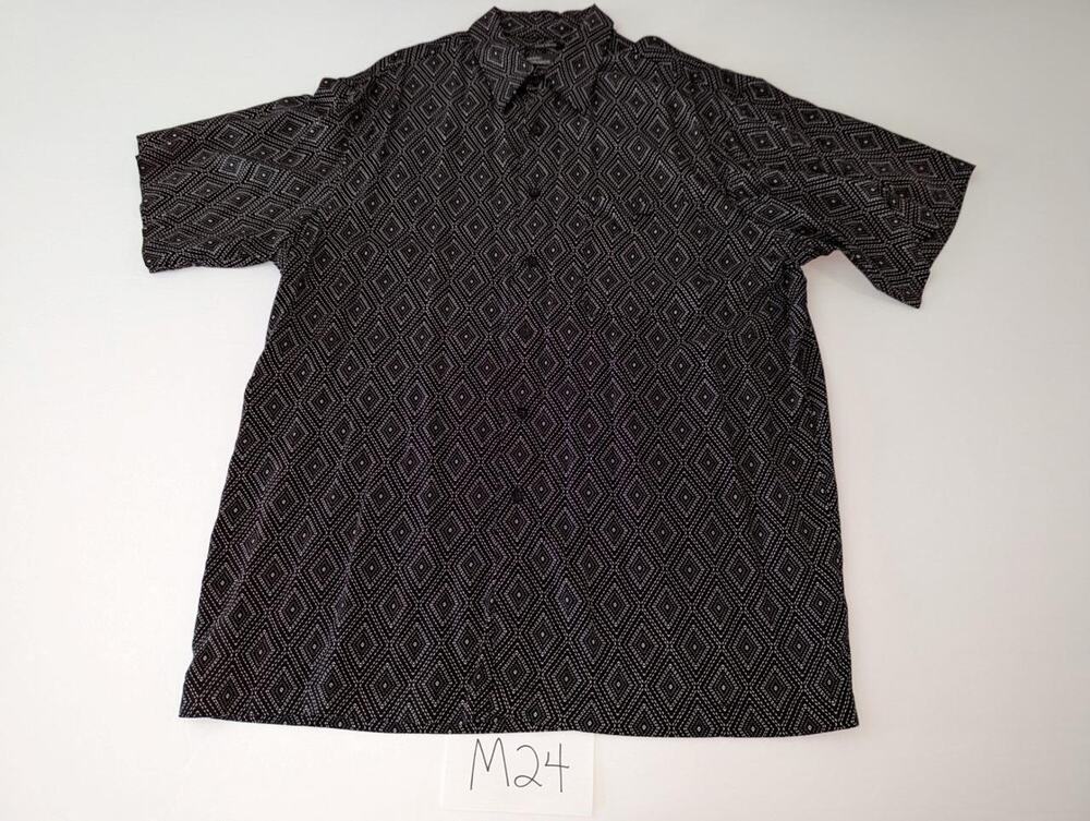 Mark Edwards Casual Shirt Size Large Black White Geometric - 0223M24